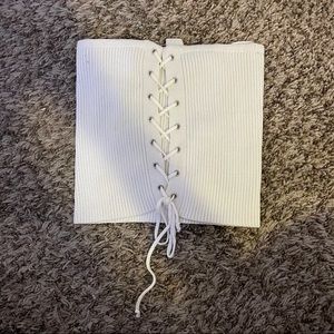 White Detailed Bandeau Crop Top